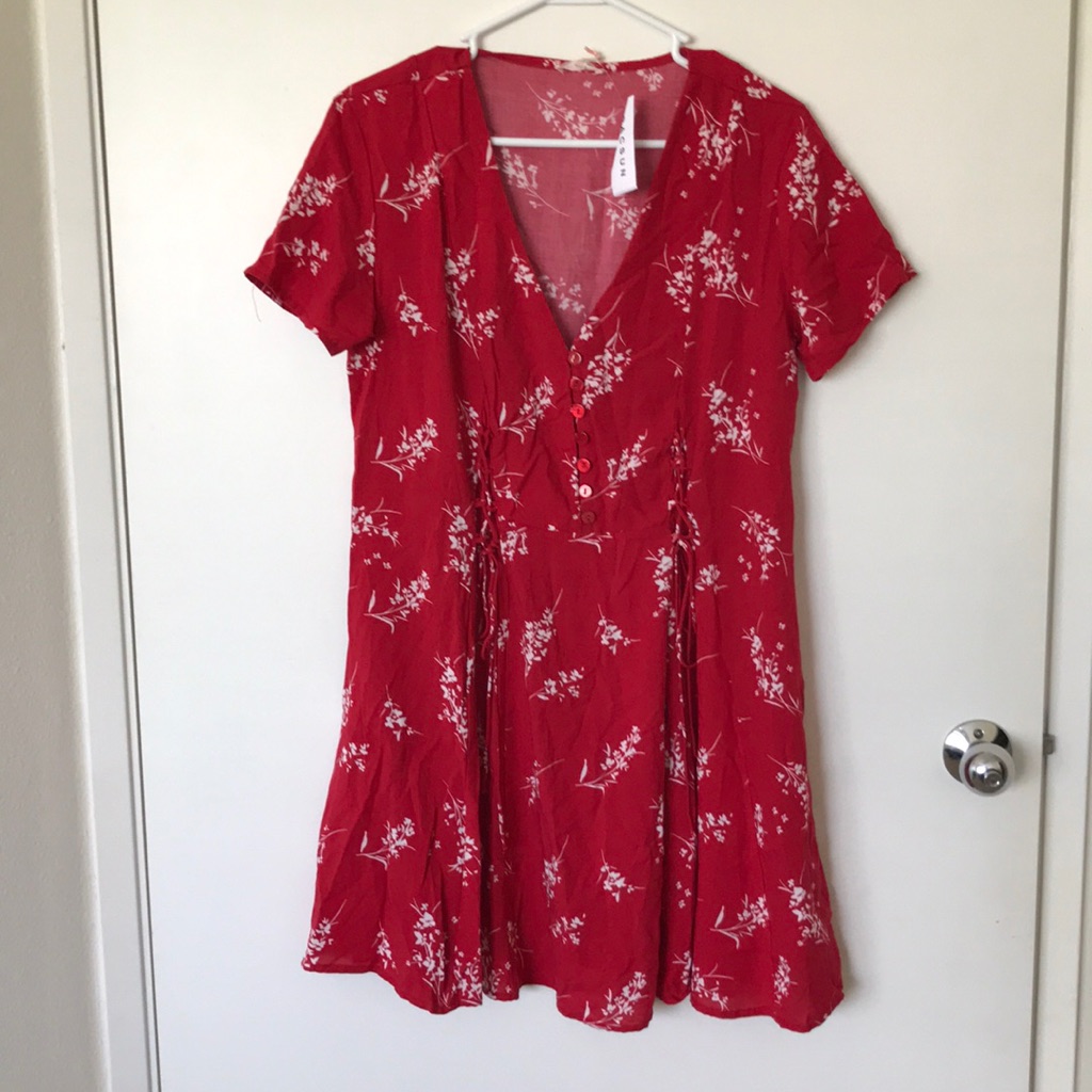 Pacsun Red Flower Dress Size M
